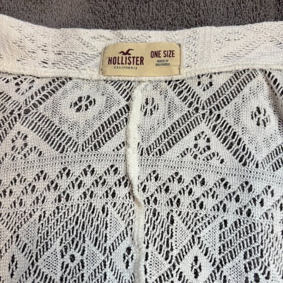 Hollister Women's White Lace Open Front Cardigan Swim Coverup One Size #185 - Picture 5 of 8